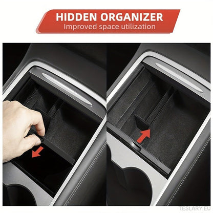3PCS Center Console Organizer Tray Fit for Tesla Model 3/Y Armrest Hidden Cubby Drawer Storage Box Interior Accessories