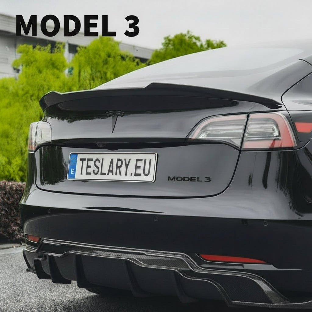 Blade Style 2026 Updated Trunk Spoiler in Carbon Fibre Gloss and Matte Style for Tesla Model 3 , Highland & Model Y - TESLARY Tesla Shop Accessories Europe Nederlands Dublin Cork Ireland Deutschland Espana Alicante France Italia