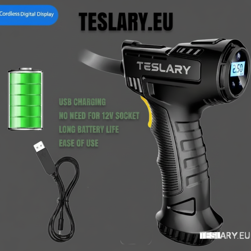Cordless Battery Powered Tyre Compressor Gun Type for Tesla Model 3 Y S X - TESLARY Tesla Shop Accessories Europe Nederlands Dublin Cork Ireland Deutschland Espana Alicante France Italia