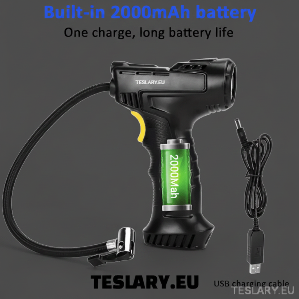 Cordless Battery Powered Tyre Compressor Gun Type for Tesla Model 3 Y S X - TESLARY Tesla Shop Accessories Europe Nederlands Dublin Cork Ireland Deutschland Espana Alicante France Italia