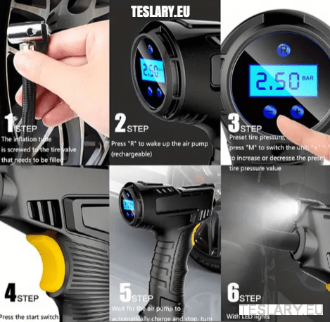 Cordless Battery Powered Tyre Compressor Gun Type for Tesla Model 3 Y S X - TESLARY Tesla Shop Accessories Europe Nederlands Dublin Cork Ireland Deutschland Espana Alicante France Italia