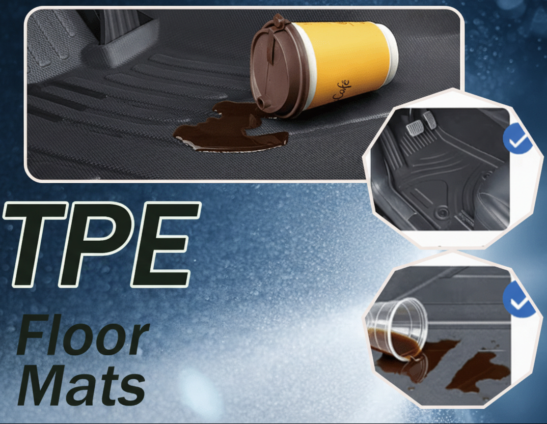 Elegant Stylish Car Floor Mats All-Weather TPE Mats for [RHD] Tesla MODELY 2022-2024