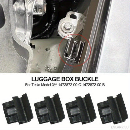 4pcs holdbare plastkenner for Tesla for modell Y/3 foran bagasjerommet, bagasjebestillingsboks Fixing Bracket, OE 1472872-00-B (for modell Y) 1472872-00-C (modell 3), svart, matchende spenne