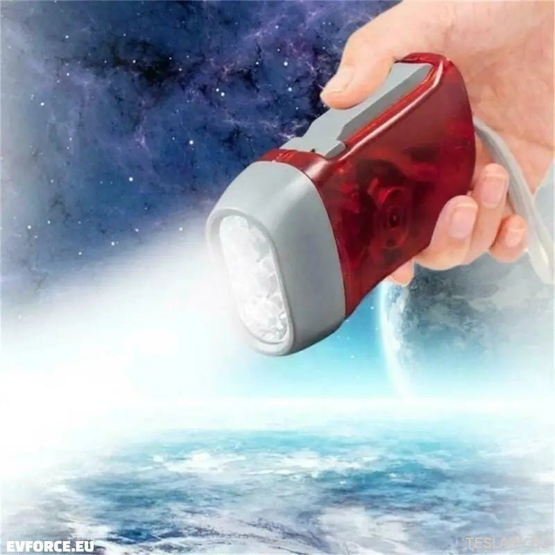 Emergency Portable Hand Crank Flashlight - Ideal for Car Emergency Kit - TESLARY Tesla Shop Accessories Europe Nederlands Dublin Cork Ireland Deutschland Espana Alicante France Italia