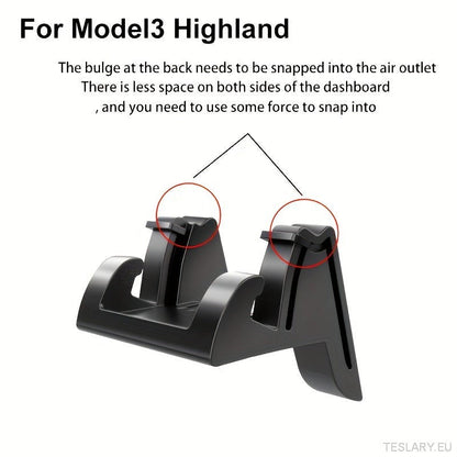 Telefonholder for Tesla Model 3/Y - Snap -on Dashboard & Air Vent Mount, justerbar silikon
