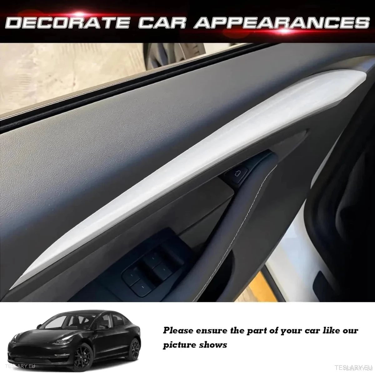 Internal Door Side Trims Tesla 3/Y - TESLARY Tesla Shop Accessories Europe Nederlands Ireland Deutschland Espana Alicante France Italia