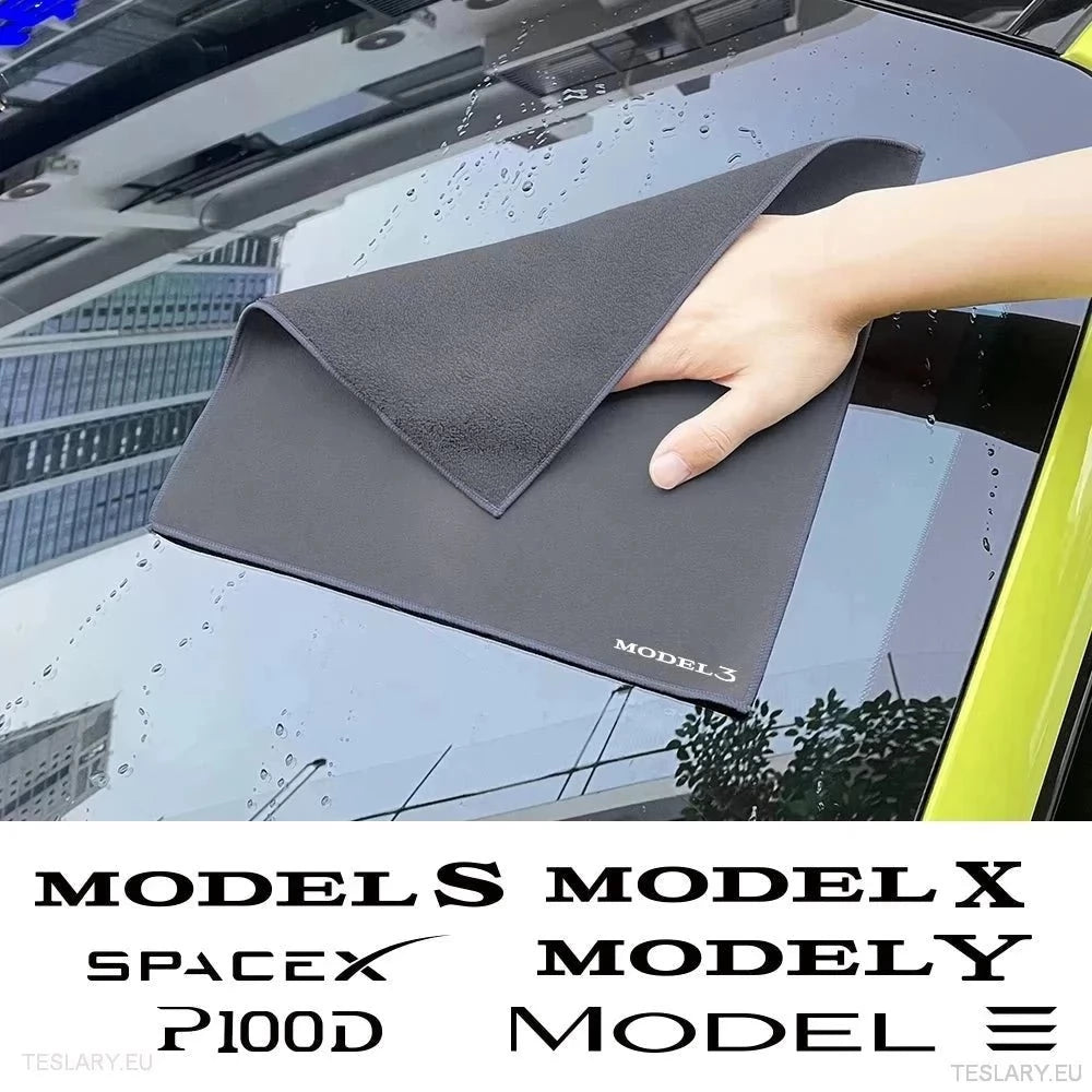 Mikrofiberhåndkle med Tesla -modelllogo