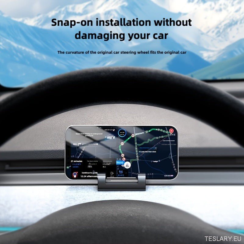 Phone Holder for Tesla Model 3 / Y - Snap - On Dashboard & Air Vent Mount, Adjustable Silicone - TESLARY Tesla Shop Accessories Europe Nederlands Dublin Cork Ireland Deutschland Espana Alicante France Italia