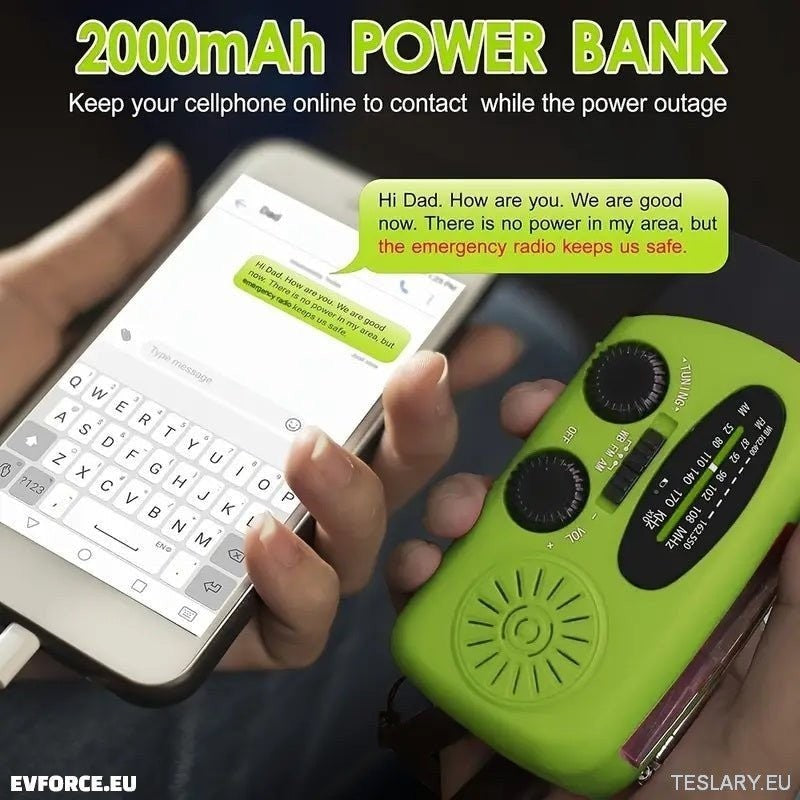 Bærbar nødlakk-radio med Power Bank 2000mAh for å lade telefonen