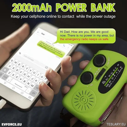 Bærbar nødlakk-radio med Power Bank 2000mAh for å lade telefonen