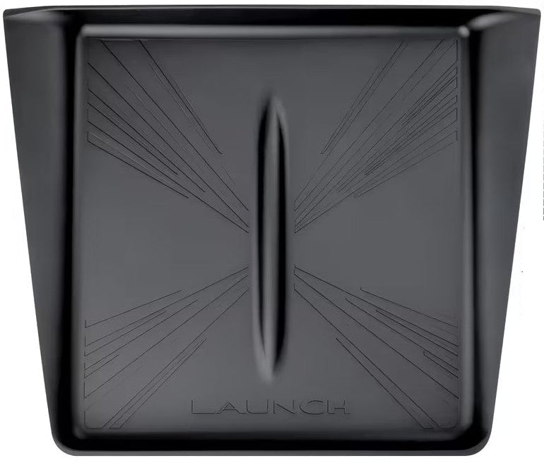 Black Launch car tray shown from a top-down view with dimension markings of 23.5cm by 21cm.