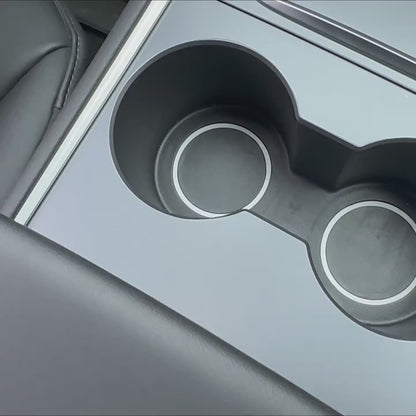 Tesla 3/Y Black Leather Centre Console Cup Inserts