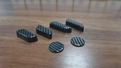 Tesla Model 3/Y Seat Control Button Full 3D beskyttelsesdeksler karbonfiberstil i svart, rødt eller blå