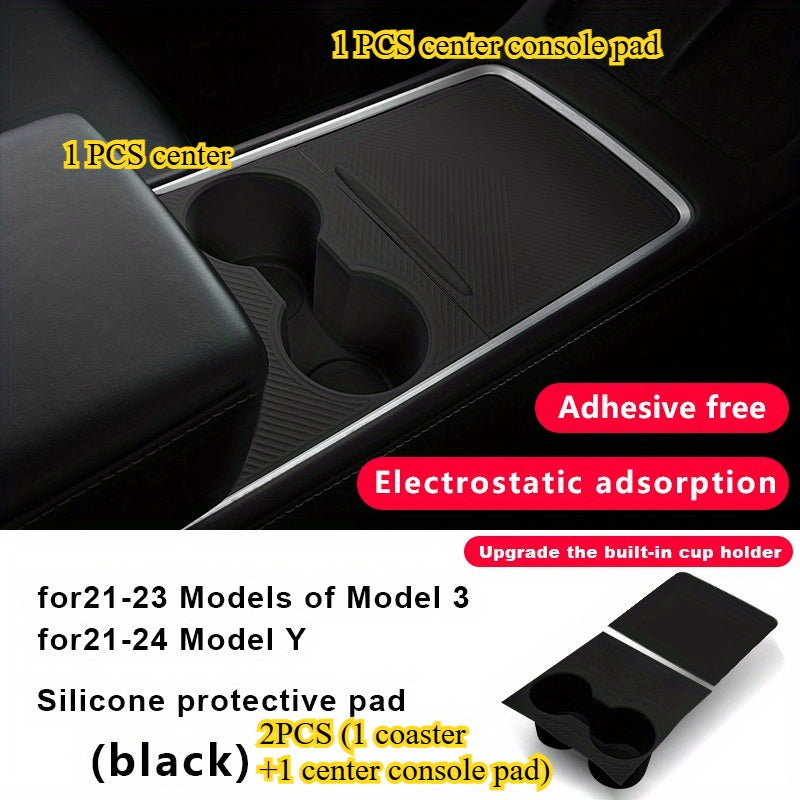 Tesla Model 3  Y Silicone Center Console Wrap  Cup Holder Kit in Black  Easy Installation in Seconds