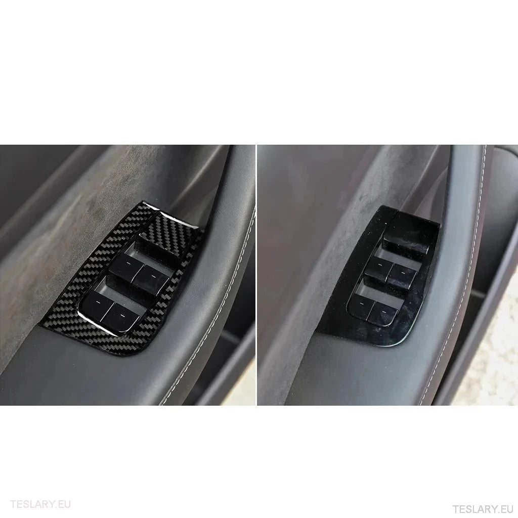Real Soft Carbon Fiber Electric Window Trim Pieces for Tesla Model 3 & Y - TESLARY Tesla Shop Accessories Europe Nederlands Dublin Cork Ireland Deutschland Espana Alicante France Italia