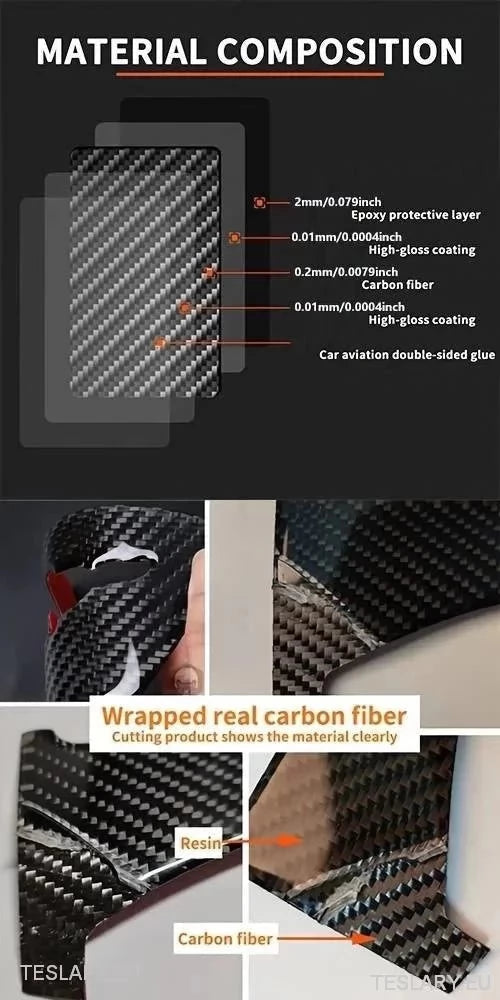 Baklys Ekte myk karbonfiber trim for Tesla Model 3 & y