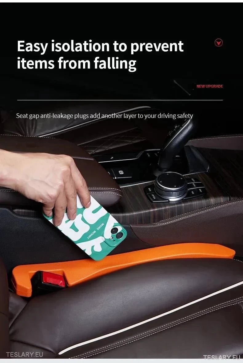 Seat Gap Filler for Tesla Model 3 , Y & S with Logo - TESLARY Tesla Shop Accessories Europe Nederlands Dublin Cork Ireland Deutschland Espana Alicante France Italia
