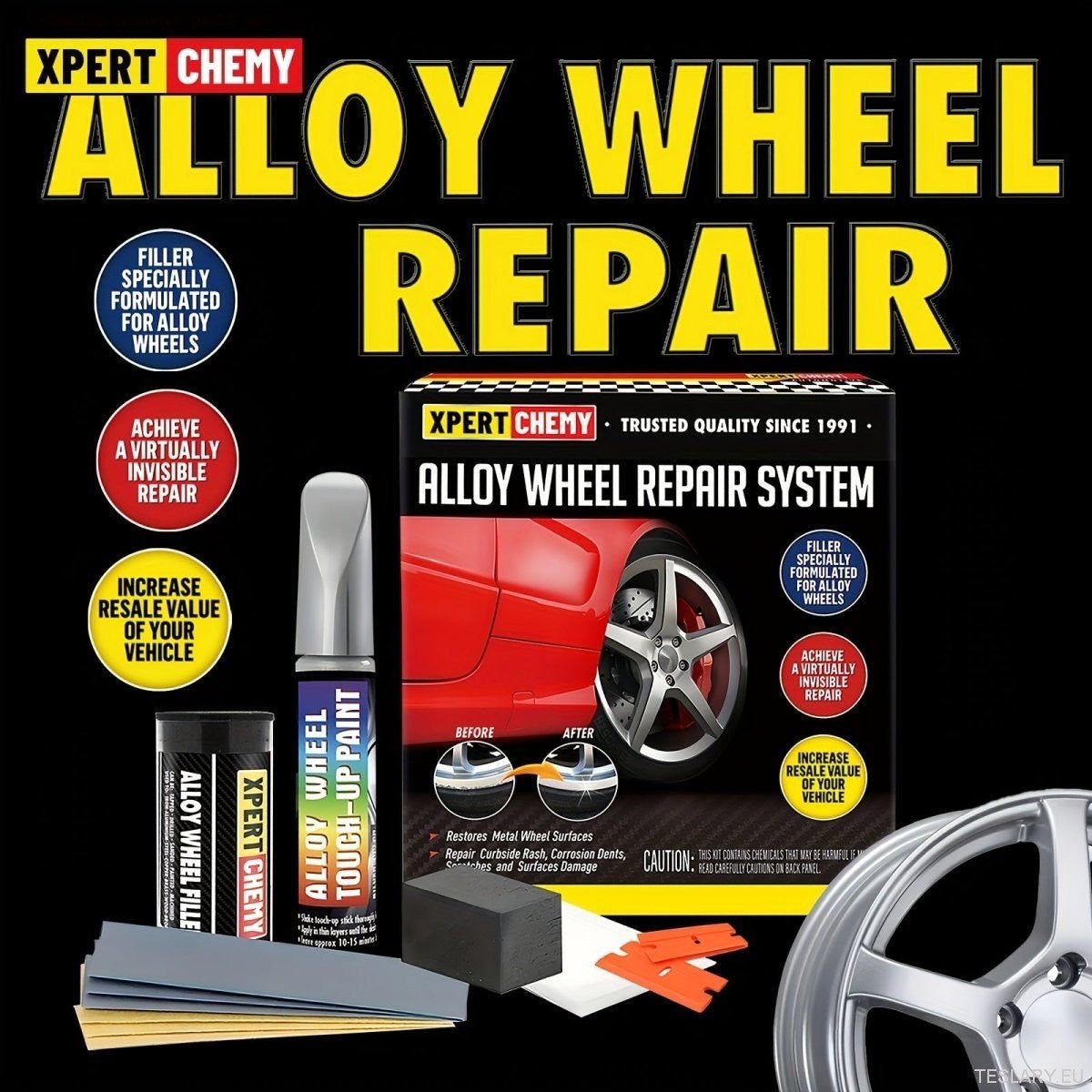 Silver Alloy Wheel Scratch Repair & Restore Kit - TESLARY Tesla Shop Accessories Europe Nederlands Dublin Cork Ireland Deutschland Espana Alicante France Italia