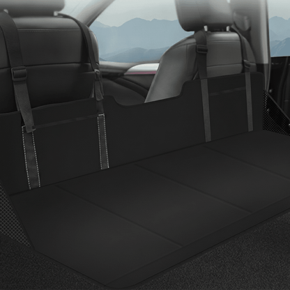 SUV Camping Bed Seat Extension Headboard & Support for Comfortable Sleep in your Tesla Model Y- Buy from Europes TESLARY.EU