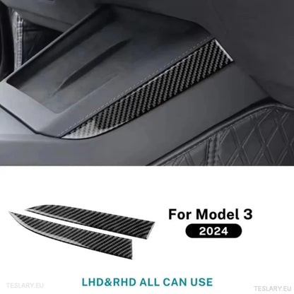 Tesla 3 Highland/Y Juniper ekte myk karbonfiber Sidetrim for trådløs lader
