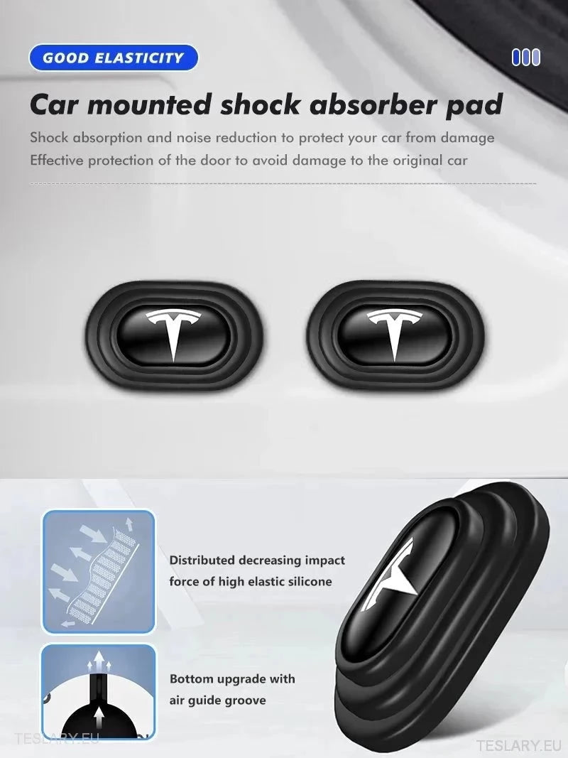Tesla 3 Y S X Sound Reducing Shock Absorber Pads with Logo - 12 Pack - TESLARY Tesla Shop Accessories Europe Nederlands Ireland Deutschland Espana Alicante France Italia