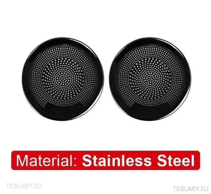 Tesla 3/Y Interior Front Circular Speaker Cover Silver ( PAIR ) - TESLARY Tesla Shop Accessories Europe Nederlands Dublin Cork Ireland Deutschland Espana Alicante France Italia