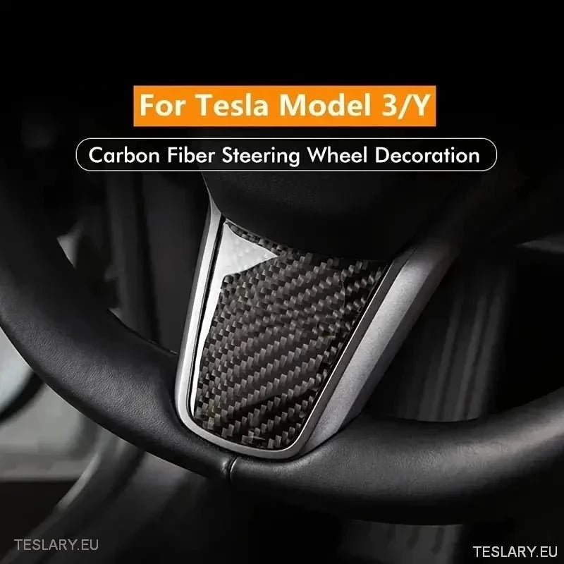 Tesla 3/Y Steering Carbon Fiber Style Trim Cover - TESLARY Tesla Shop Accessories Europe Nederlands Ireland Deutschland Espana Alicante France Italia