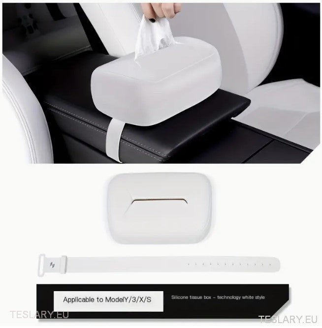 Tesla 3/Y/X/S Silicone Tissue Holder with Adjustable Strap - TESLARY Tesla Shop Accessories Europe Nederlands Ireland Deutschland Espana Alicante France Italia