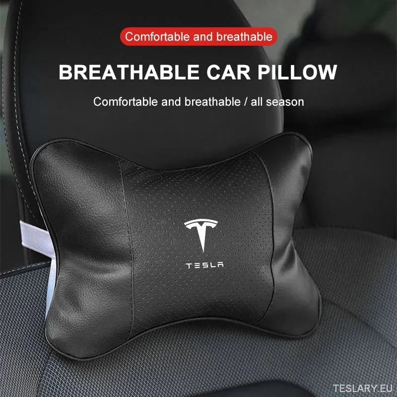Tesla Car Seat Headrest Pillow - Premium Neck Support Cushion - TESLARY Tesla Shop Accessories Europe Nederlands Dublin Cork Ireland Deutschland Espana Alicante France Italia
