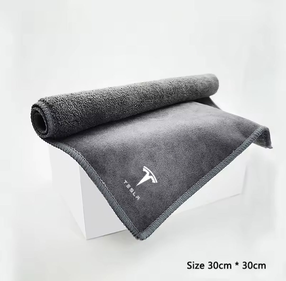 Tesla Car Wash Microfiber Towel Premium Auto Detailing Cloth with Logo - TESLARY Tesla Shop Accessories Europe Nederlands Dublin Cork Ireland Deutschland Espana Alicante France Italia