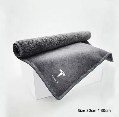 Tesla Car Wash Microfiber Towel Premium Auto Detailing Cloth with Logo - TESLARY Tesla Shop Accessories Europe Nederlands Dublin Cork Ireland Deutschland Espana Alicante France Italia