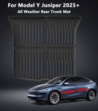 All weather rear trunk mat for Model Y Juniper 2025+ with car illustration below