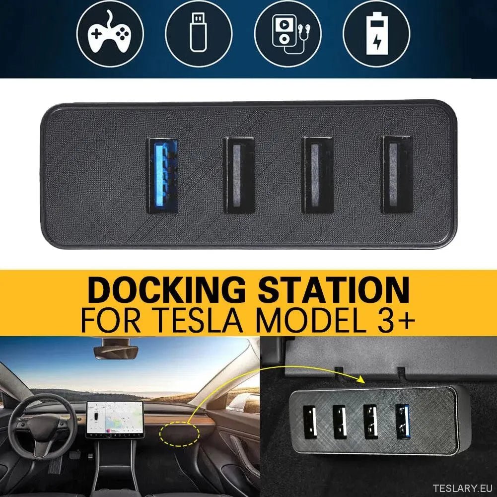 Tesla Model 3 Glove Box USB Hub & Fast Charging Dock - TESLARY Tesla Shop Accessories Europe Nederlands Dublin Cork Ireland Deutschland Espana Alicante France Italia