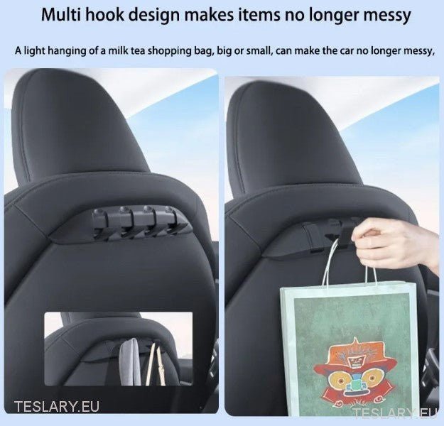 Tesla Model 3 / Y & Highland Hidden Hook for Back of Passenger or Driver Seats - TESLARY Tesla Shop Accessories Europe Nederlands Dublin Cork Ireland Deutschland Espana Alicante France Italia