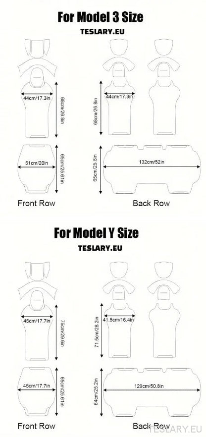 Tesla Model 3/Y Nappa PU Leather Fitted Seat Protective Covers