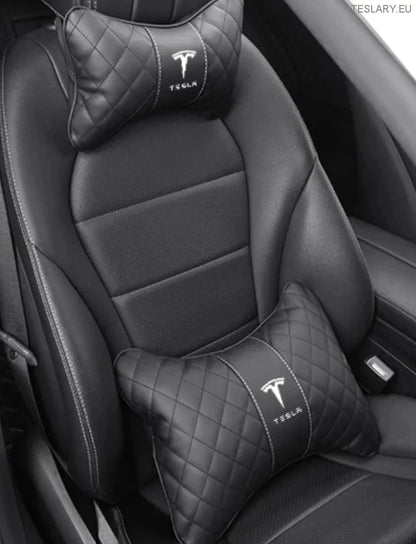 Tesla Model 3 Y S x Neck Pillow & Back Support -pute med logo (svart)