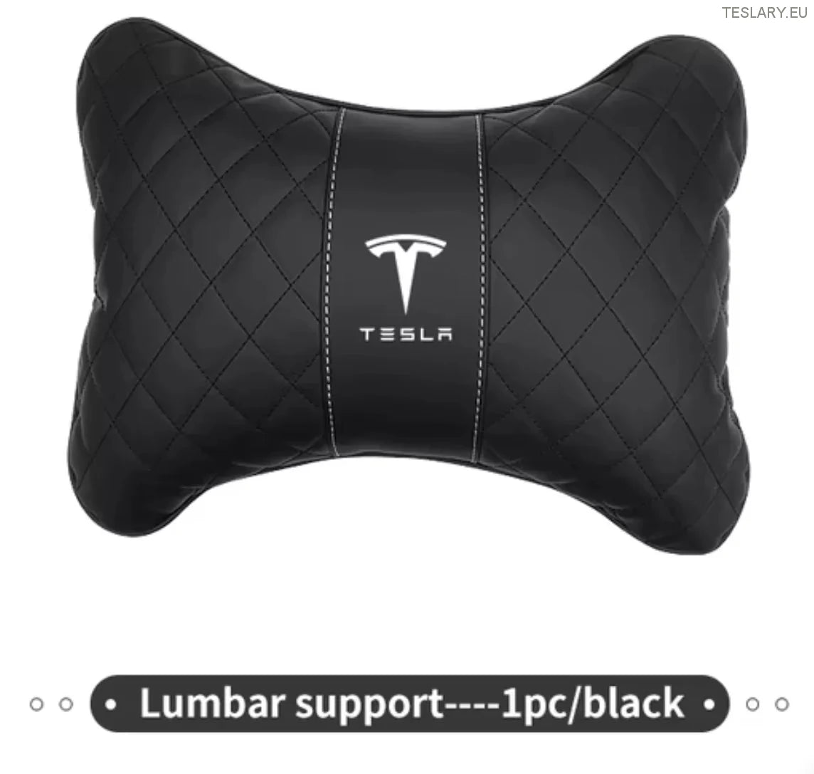 Tesla Model 3 Y S x Neck Pillow & Back Support -pute med logo (svart)
