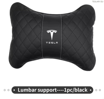 Tesla Model 3 Y S x Neck Pillow & Back Support -pute med logo (svart)
