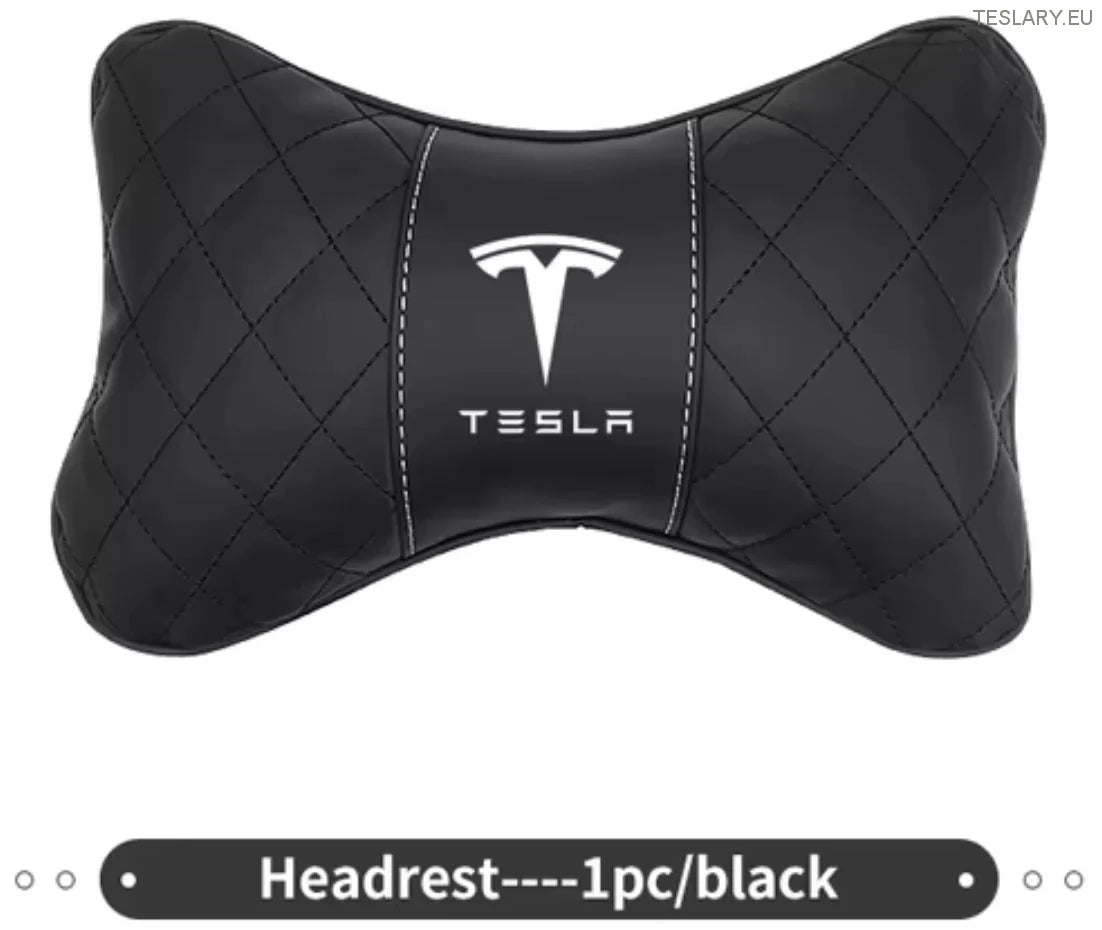 Tesla Model 3 Y S x Neck Pillow & Back Support -pute med logo (svart)