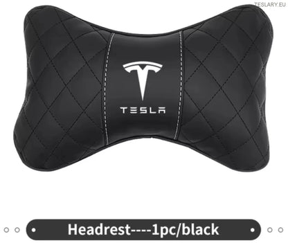 Tesla Model 3 Y S x Neck Pillow & Back Support -pute med logo (svart)