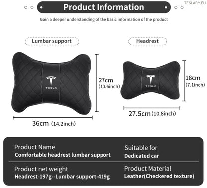 Tesla Model 3 Y S x Neck Pillow & Back Support -pute med logo (svart)