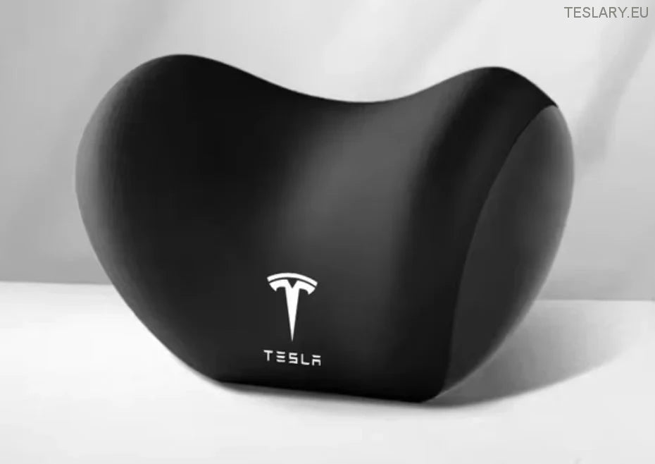 Tesla Model 3 Y S x Neck Pillow & Lumbar Support -pute med logo (svart)