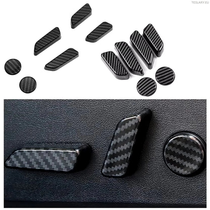 Tesla Model 3/Y Seat Control Button Full 3D beskyttelsesdeksler karbonfiberstil i svart, rødt eller blå
