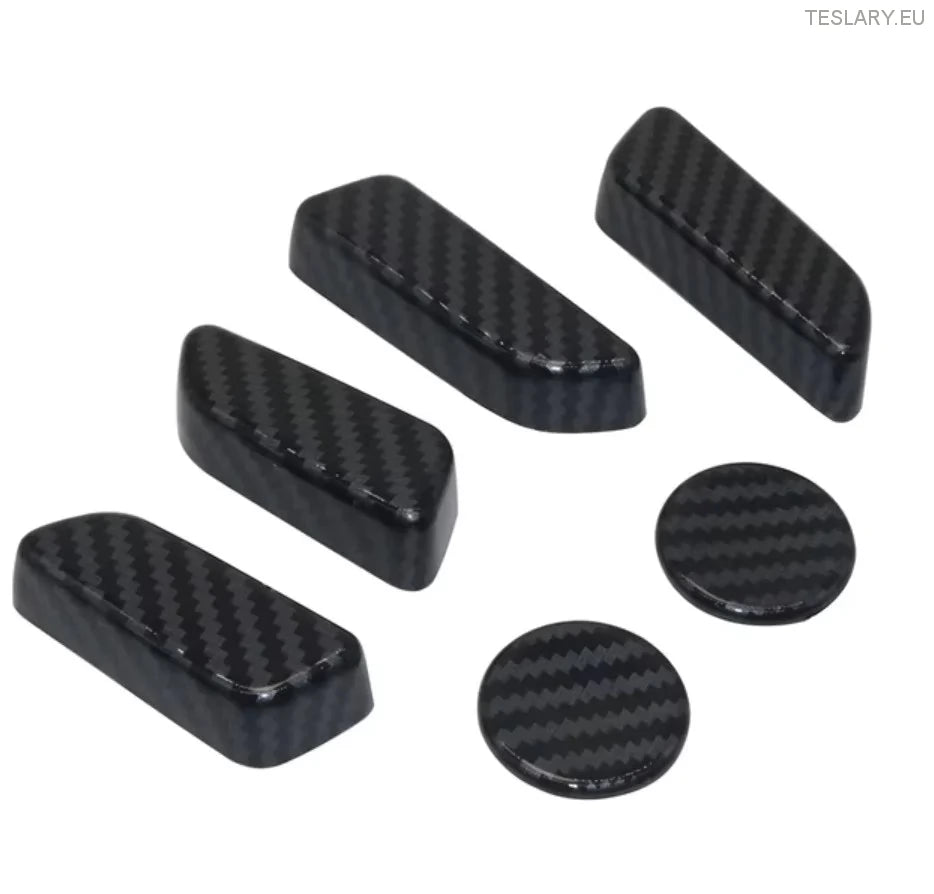 Tesla Model 3/Y Seat Control Button Full 3D beskyttelsesdeksler karbonfiberstil i svart, rødt eller blå