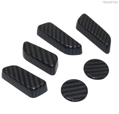 Tesla Model 3/Y Seat Control Button Full 3D beskyttelsesdeksler karbonfiberstil i svart, rødt eller blå