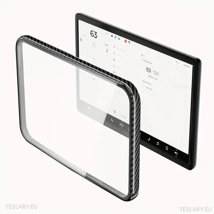 Tesla Model 3 / Y Tempered Glass Screen Protector with Carbon Fibre Edge - TESLARY Tesla Shop Accessories Europe Nederlands Dublin Cork Ireland Deutschland Espana Alicante France Italia