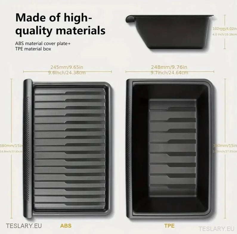 Tesla Model Y Underseat Tray Organiser with Privacy Lid - TESLARY Tesla Shop Accessories Europe Nederlands Dublin Cork Ireland Deutschland Espana Alicante France Italia