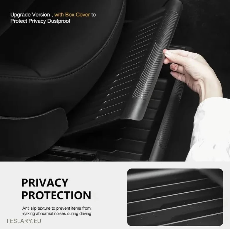 Tesla Model y Undersateat Tray Organizer With Privacy Lid