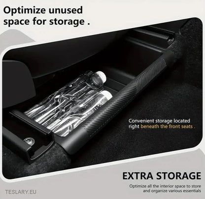 Tesla Model y Undersateat Tray Organizer With Privacy Lid