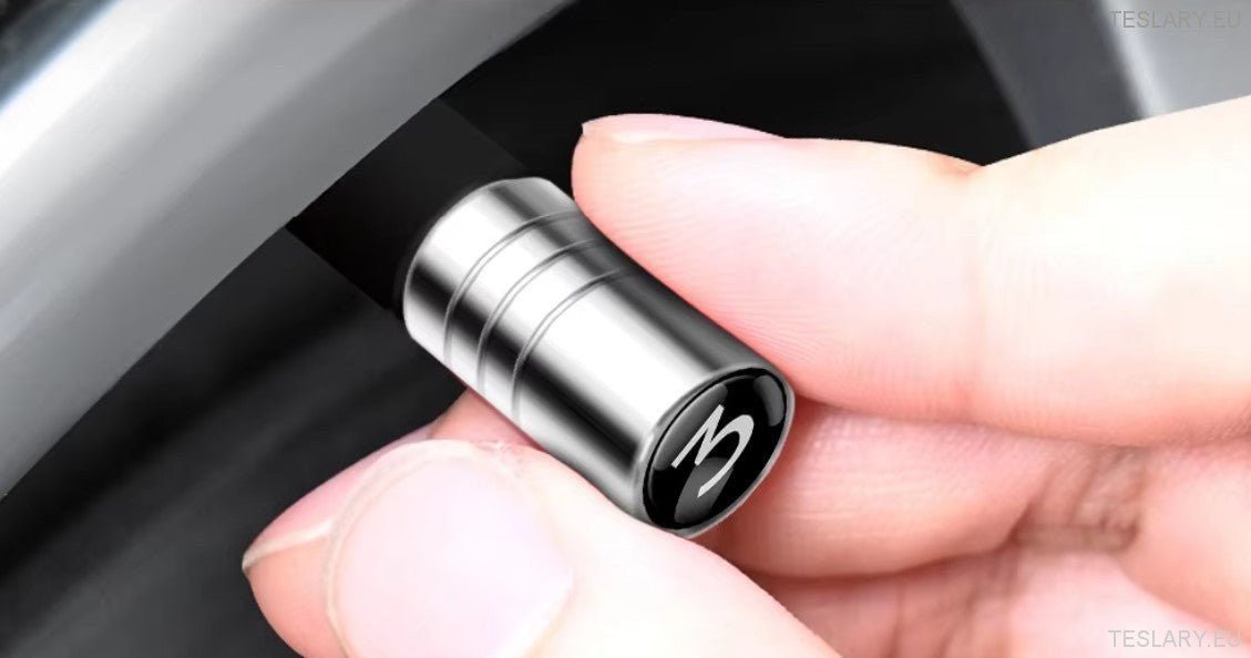 Tesla Tyre Air Valves with Model 3 or Model Y Logo - TESLARY Tesla Shop Accessories Europe Nederlands Dublin Cork Ireland Deutschland Espana Alicante France Italia